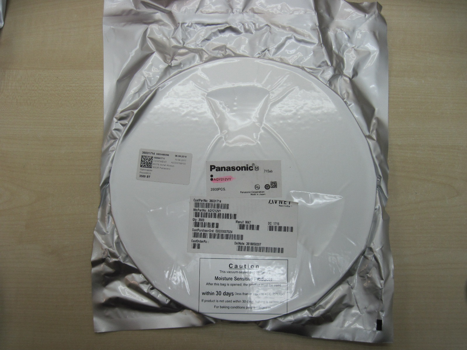 Vacuum-Sealed bag of panasonic brand on the table